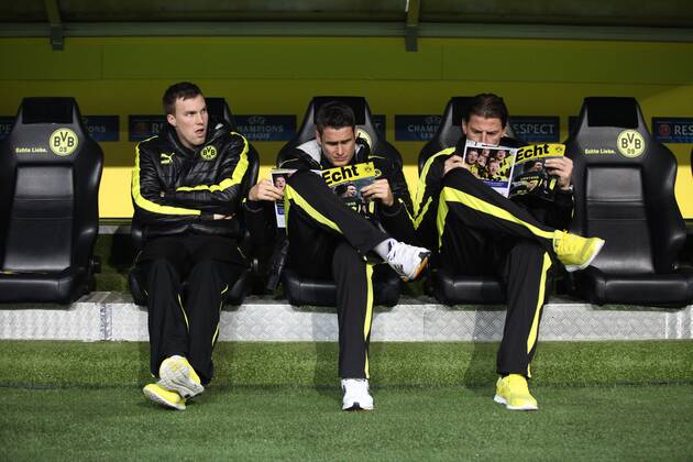 Kevin GROSSKREUTZ (Borussia Dortmund), Sebastian KEHL (Borussia Dortmund) und Roman WEIDENFELLER (Borussia Dortmund) 05.03.2013, GER, Fussball, UEFA Champions League, Achtelfinale, Saison 2012 2013, Borussia Dortmund vs FC Shakhtar Donetsk