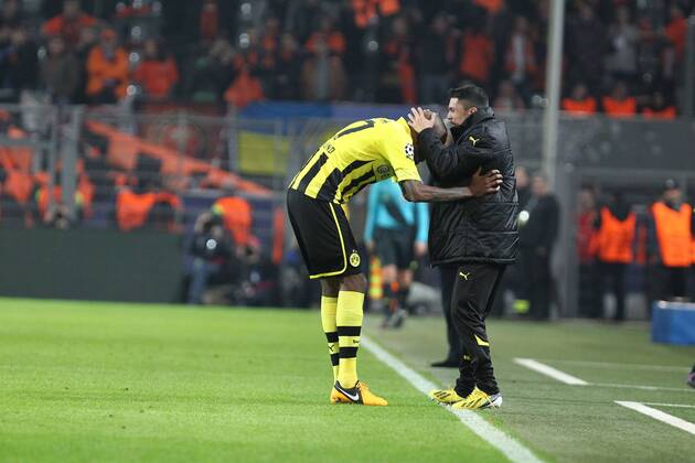 Felipe SANTANA (Borussia Dortmund) bejubelt mit seinen Mitspielern seinen Treffer zum 1:0, Torjubel Jubel, Emotionen 05.03.2013, GER, Fussball, UEFA Champions League, Achtelfinale, Saison 2012 2013, Borussia Dortmund vs FC Shakhtar Donetsk