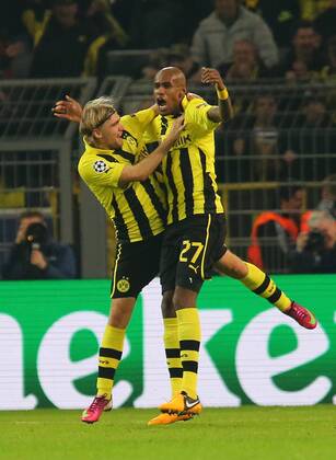 05.03.2013, xtvx, UEFA Champions League 1 4 Finale, Borussia Dortmund - FC Schachtar Donezk, v.l. Tor zum 1:0 durch Felipe Santana (Borussia Dortmund) Torjubel, Goal celebration, celebrate the goal