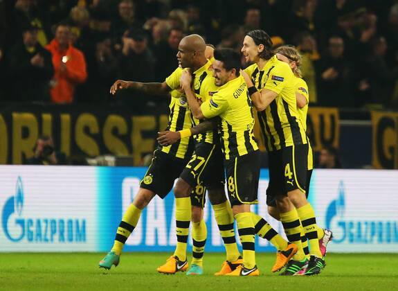 05.03.2013, xtvx, UEFA Champions League 1 4 Finale, Borussia Dortmund - FC Schachtar Donezk, v.l. Tor zum 1:0 durch Felipe Santana (Borussia Dortmund) Torjubel, Goal celebration, celebrate the goal