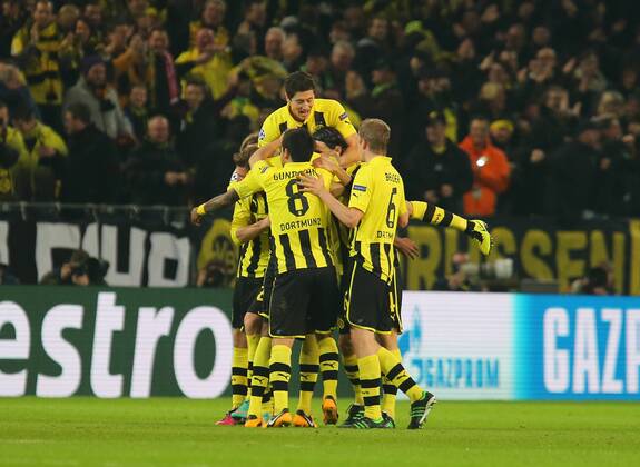 05.03.2013, xtvx, UEFA Champions League 1 4 Finale, Borussia Dortmund - FC Schachtar Donezk, v.l. Tor zum 1:0 durch Felipe Santana (Borussia Dortmund) Torjubel, Goal celebration, celebrate the goal