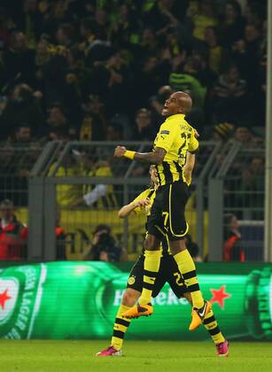 05.03.2013, xtvx, UEFA Champions League 1 4 Finale, Borussia Dortmund - FC Schachtar Donezk, v.l. Tor zum 1:0 durch Felipe Santana (Borussia Dortmund) Torjubel, Goal celebration, celebrate the goal