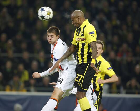 Fussball, Herren, UEFA Champions League, Borussia Dortmund vs Shaktar Donetsk, 05.03.3013, Parkstadion Dortmund Felipe Santana köpfte zum 1:0