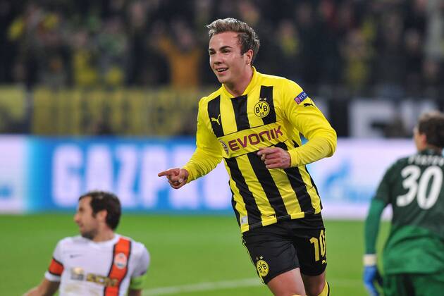 Fußball Champions League Borussia Dortmund - Schachtjor Donezk am 05.03.2013 im Signal Iduna Park in Dortmund Torjubel zum 2:0 durch Mario Götze ( Dortmund )