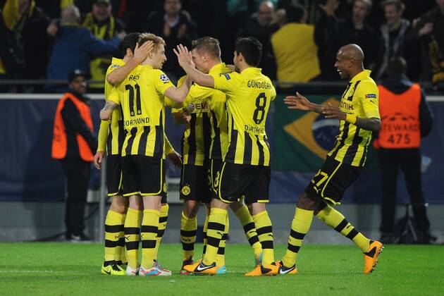 Fußball Champions League Borussia Dortmund - Schachtjor Donezk am 05.03.2013 im Signal Iduna Park in Dortmund Torjubel Dortmund zum 2:0 durch Mario Götze ( Dortmund )
