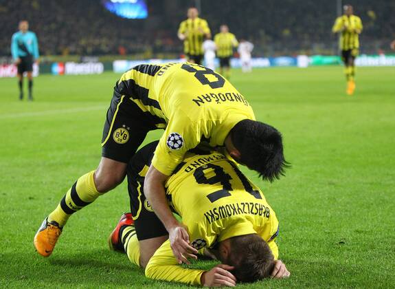 05.03.2013, xtvx, UEFA Champions League 1 4 Finale, Borussia Dortmund - FC Schachtar Donezk, v.l. Tor zum 3:0 durch Jakub Kuba Blaszczykowski (Borussia Dortmund) Torjubel, Goal celebration, celebrate the goal