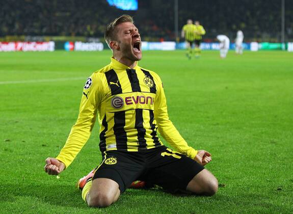 05.03.2013, xtvx, UEFA Champions League 1 4 Finale, Borussia Dortmund - FC Schachtar Donezk, v.l. Tor zum 3:0 durch Jakub Kuba Blaszczykowski (Borussia Dortmund) Torjubel, Goal celebration, celebrate the goal