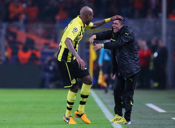 05.03.2013, xtvx, UEFA Champions League 1 4 Finale, Borussia Dortmund - FC Schachtar Donezk, v.l. Tor zum 1:0 durch Felipe Santana (Borussia Dortmund) Torjubel, Goal celebration, celebrate the goal