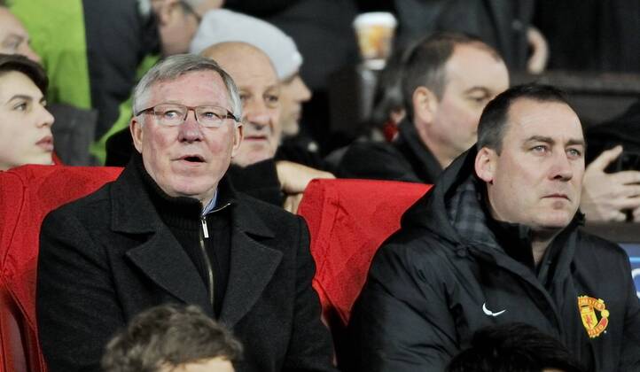Sir Alex Ferguson, manager of Manchester United, in the bench before the match - Old Trafford Stadium - Manchester - UK - 05 03 2013 - Manchester United - Real Madrid - UEFA Champions League 2012 2013 - Round of 16 - Second Leg Match.