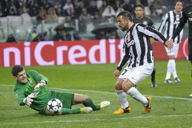 Fabio Quagliarella Juventus Fraser Forster Celtic Glasgow Torino 6 03 2013 Juventus Stadium Football Calcio Champions League Season 2012 13 Juventus vs Celtic Glasgow federicoxtardito