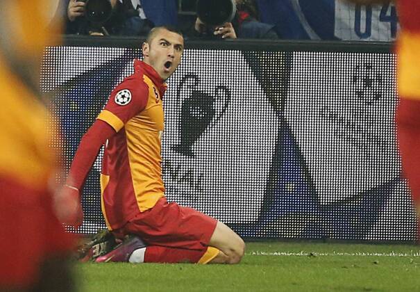 Burak YILMAZ, 17 jubelt nach dem Tor zum 1-2 Fussball UEFA Champions League, Viertelfinale , Quarterfinal, Heimspiel, Gelsenkirchen , am 12.03.2013 FC SCHALKE 04 - GALATASARAY ISTANBUL ( - ) Saison1213 , Saison 2012 2013