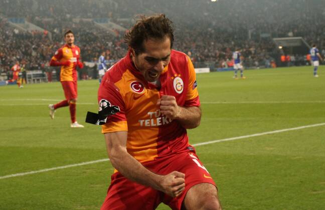Hamit Altintop Jubel Freude Emotion nach Tor zum 1:1 Ausgleich FC Schalke 04 - Galatasaray Istanbul 12.03.2013 Fußball Fussball Veltins-Arena Gelsenkirchen Herren UEFA Championsleague Achtelfinale Saison 2012 2013