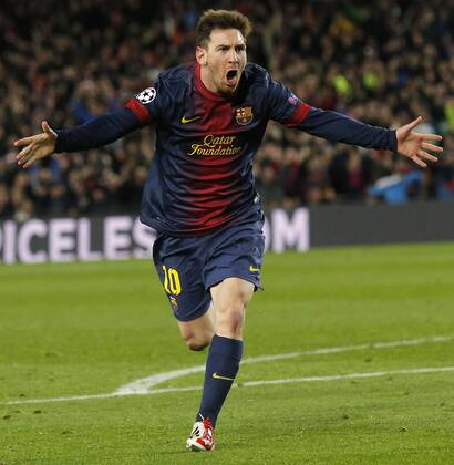 Lionel Messi Barcelona, Goal Celebration, Barcelona, 12.03.2013 - UEFA Champions League 2012 2013 - FC Barcelona (Barca) vs AC Mailand - MarcoxBertorello