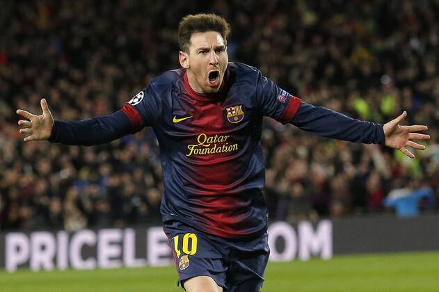 Lionel Messi Barcelona, Goal Celebration, Barcelona, 12.03.2013 - UEFA Champions League 2012 2013 - FC Barcelona (Barca) vs AC Mailand - MarcoxBertorello