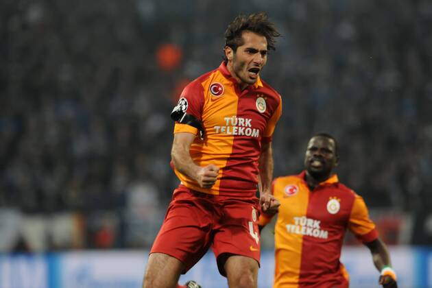 Gelsenkirchen, Deutschland 12. März 2013: Champions League 12 13 - FC Schalke 04 vs. Galatasaray SK Istanbul. Jubel Torjubel Torschütze Torschütze Hamit Altintop (Galatasaray) jubelt nach seinem Tor zum 1:1. mt