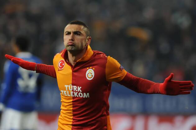 Gelsenkirchen, Deutschland 12. März 2013: Champions League 12 13 - FC Schalke 04 vs. Galatasaray SK Istanbul. Jubel Torjubel Torschütze Torschütze Burak Yilmaz (Galatasaray) jubelt nach seinem Tor zum 1:2. mt
