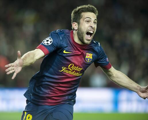 12.03.2013, Barcelona - UEFA Champions League 2012 2013 - FC Barcelona (Barca) vs AC Mailand - Jordi Alba - Tor - Jubel 