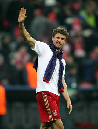 Thomas Müller Müller Freude Emotion jubelnd Jubel nach Spielende Fußball Fussball Championsleague Achtelfinale Rückspiel Saison 2012 13 13.03.2013 FC Bayern München vs. FC Arsenal London