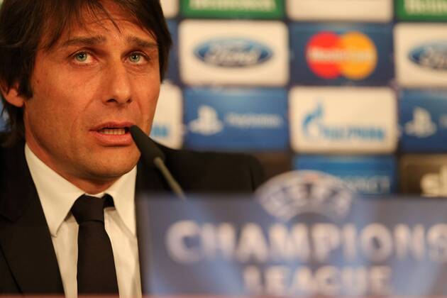 München, 1. April 2013 - Sport, Fußball, Champions League, Saison 2012 2013, Pressekonferenz, FC Bayern München - Juventus Turin: Antonio Conte während der Pressekonferenz in der Münchner Allianz Arena