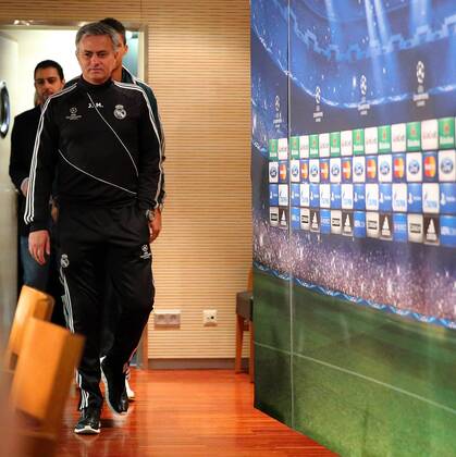Head coach Jose Mourinho of Real Madrid attends a press conference ahead of their UEFA Champions League quarter-final first leg match against Galatasaray AS at the Valdebebas training ground on April 2, 2013 in Madrid, Spain. 