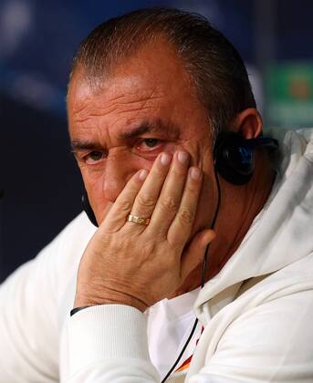 Head coach Fatih Terim of Galatasaray attends a press conference ahead of their UEFA Champions League quarter-final first leg match against Real Madrid on April 2, 2013 in Madrid, Spain. 