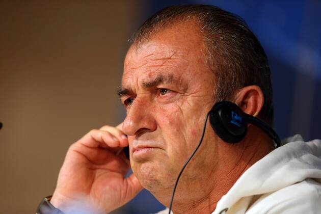 Head coach Fatih Terim of Galatasaray attends a press conference ahead of their UEFA Champions League quarter-final first leg match against Real Madrid on April 2, 2013 in Madrid, Spain. 