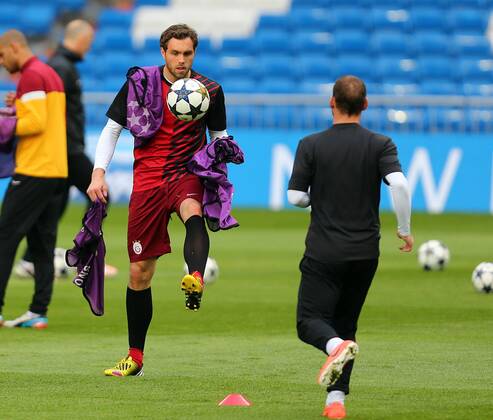 Galatasaray was having the last training before the Real Madrid match that they will play tomorrow in Madrid, Spain. 02.04.2013 Pictured: Johan Elmander 