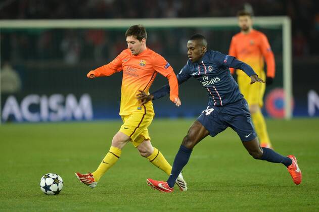 Lionel Messi (bar) - Blaise Matuidi (psg) FOOTBALL: Paris Saint Germain (PSG) - FC Barcelona. Champions League - 02 04 2013 xAnthonyxBIBARDxFEPx 