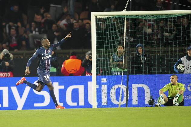 joie de Blaise Matuidi (Paris) apres son but FOOTBALL : PSG vs FC Barcelone - Quart de Finale Aller champions league - 02 04 2013 JBAutissier Panoramic 