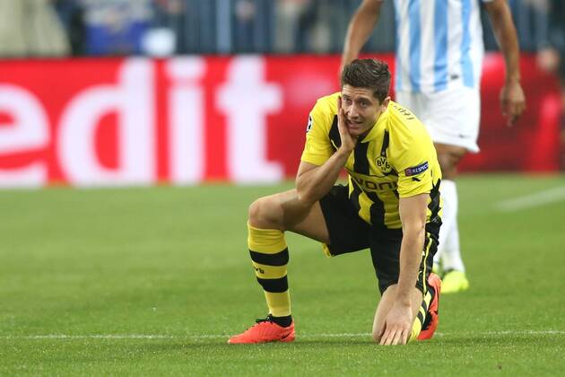 MALAGA CF - BORUSSIA DORTMUND --- UEFA CHAMPIONS LEAGUE QUARTERFINAL FIRST MATCH: MALAGA CF - BVB 1909 ROBERT LEWANDOWSKI FOT. PIOTR KUCZA NEWSPIX.PL --- Newspix.pl  GY5Q5549