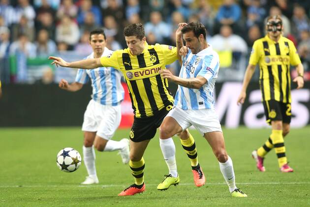 MALAGA CF - BORUSSIA DORTMUND --- UEFA CHAMPIONS LEAGUE QUARTERFINAL FIRST MATCH: MALAGA CF - BVB 1909 ROBERT LEWANDOWSKI JESUS GAMEZ FOT. PIOTR KUCZA NEWSPIX.PL --- Newspix.pl  GY5Q5727