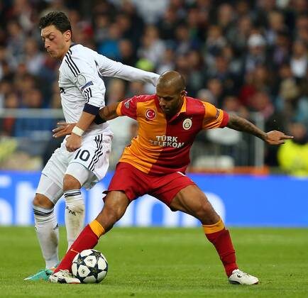UEFA Champions League Quarter Final first leg match between Real Madrid and Galatasaray at Estadio Santiago Bernabeu on April 3, 2013 in Madrid, Spain. Match Scored: Real Madrid 3 - Galatasaray 0 Pictured: Mesut Özil 