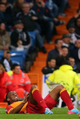 UEFA Champions League Quarter Final first leg match between Real Madrid and Galatasaray at Estadio Santiago Bernabeu on April 3, 2013 in Madrid, Spain. Match Scored: Real Madrid 3 - Galatasaray 0 Pictured: Didier Drogba of Galatasaray . 
