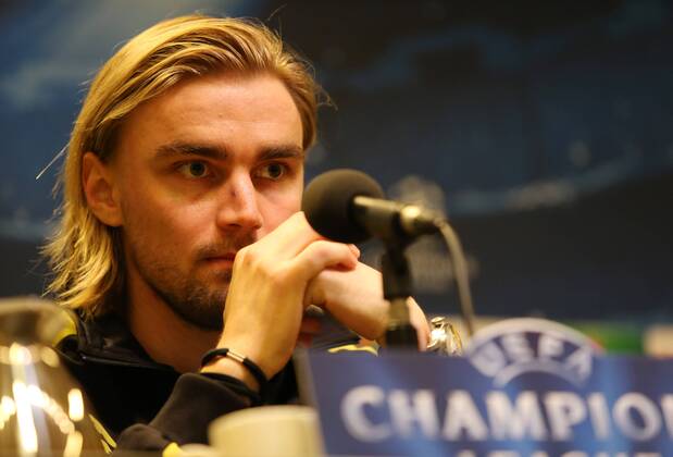 Montag, 08.04.2013, UEFA Champions League Viertelfinale Rückspiel, Saison 2012 2013 im Dortmunder Signal Iduna Park, Pressekonferenz vor dem Spiel zwischen dem BVB Borussia Dortmund und Malaga CF, Marcel Schmelzer (BVB)