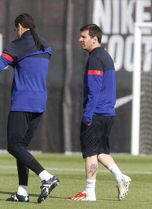 Bacelona, April 9. Lionel Messi training before the Champions League Match 
