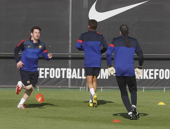 Bacelona, April 9. Lionel Messi training before the Champions League Match 