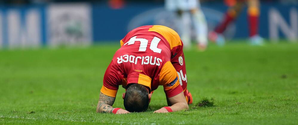 UEFA Champions League Quarter Final second leg match between Galatasaray and Real Madrid at Turk Telekom Arena Stadium on April 9, 2013 in Istanbul, Turkey. Match Scored: Galatasaray 3 - Real Madrid 2 Pictured: Wesley Sneijder of Galatasaray. 