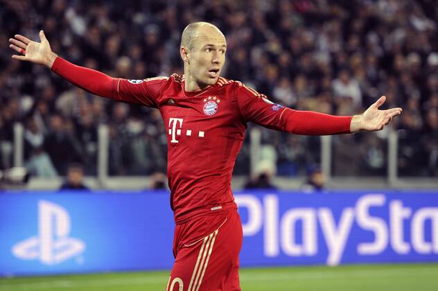 Arjen ROBBEN (Bayern Muenchen),Aktion,Einzelbild,angeschnittenes Einzelmotiv,Halbfigur,halbe Figur,Enttaeuschung,Frust,enttaeuscht,frustriert,niedergeschlagen,Gestik. Juventus Turin (TO)-FC Bayern Muenchen (M). Fussball Champions League, Viertelfinale,Rueckspiel, am 10.04.2013 ,Juventur Stadion.