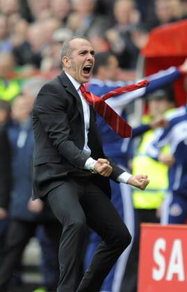 Sunderland manager Paolo Di Canio celebrates at the final whistle - Barclays Premier League - Sunderland vs Everton - Stadium of Light - Sunderland - 20 04 13 - Picture Richard Lee Sportimage EDITORIAL USE ONLY. No use with unauthorised audio, video, data, fixture lists, club league logos or live services. Online in-match use limited to 120 images, no video emulation. No use in betting, games or single club league player publications.