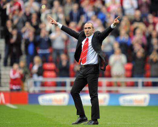 Sunderland manager Paolo Di Canio celebrates at the final whistle - Barclays Premier League - Sunderland vs Everton - Stadium of Light - Sunderland - 20 04 13 - Picture Richard Lee Sportimage EDITORIAL USE ONLY. No use with unauthorised audio, video, data, fixture lists, club league logos or live services. Online in-match use limited to 120 images, no video emulation. No use in betting, games or single club league player publications.