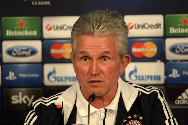 22.04.2013, Fussball Champions League Halbfinale, vor dem Spiel FC Bayern München - FC Barcelona, Pressekonferenz in der Allianz-Arena. Trainer Jupp Heynckes (Bayern München).
