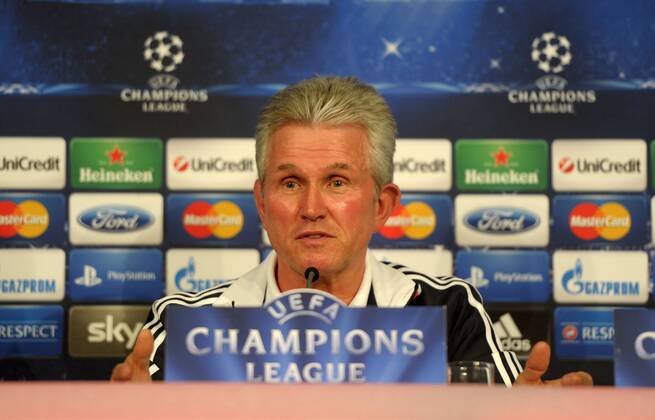 22.04.2013, Fussball Champions League Halbfinale, vor dem Spiel FC Bayern München - FC Barcelona, Pressekonferenz in der Allianz-Arena. Trainer Jupp Heynckes (Bayern München).