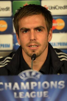 22.04.2013, Fussball Champions League Halbfinale, vor dem Spiel FC Bayern München - FC Barcelona, Pressekonferenz in der Allianz-Arena. Philipp Lahm (Bayern München).