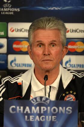 22.04.2013, Fussball Champions League Halbfinale, vor dem Spiel FC Bayern München - FC Barcelona, Pressekonferenz in der Allianz-Arena. Trainer Jupp Heynckes (Bayern München).