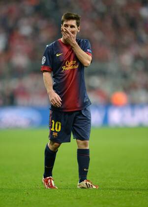 FUSSBALL CHAMPIONS LEAGUE HALBFINALE HINSPIEL 2012 2013 FC Bayern München - FC Barcelona 23.04.2013 Lionel Messi (Barca) ist enttäuscht 