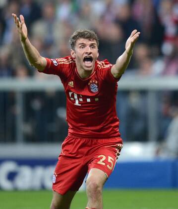FUSSBALL CHAMPIONS LEAGUE HALBFINALE HINSPIEL 2012 2013 FC Bayern München - FC Barcelona 23.04.2013 Thomas Mueller (FC Bayern München) emotional 