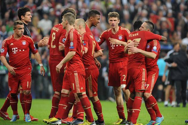 Riesenfreude bei Bayern nach dem klaren Sieg gegen Barcelona. EP_WSE