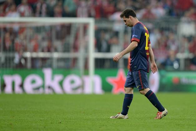 FUSSBALL CHAMPIONS LEAGUE HALBFINALE HINSPIEL 2012 2013 FC Bayern München - FC Barcelona 23.04.2013 Lionel Messi (Barca) ist enttäuscht 