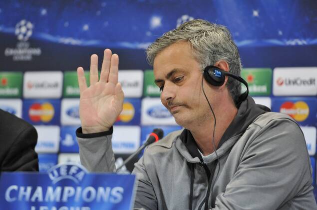 Jose Mourinho, coach and manager of Real Madrid C.F., during the press conference before the match - Real Madrid - Borussia Dortmund - UEFA Champions League 2012 2013 - Semifinal - Second Leg Match - Valdebebas - Madrid - Spain 29 04 2013 .@ Francesca Ceciarini NJF Media 