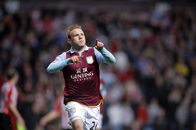 Andreas Weimann of Aston Villa celebrates scoring his sides second goal of the game - Barclays Premier League - Aston Villa vs AFC Sunderland FC - Villa Park Birmingham - Season 12 13 - 29th April 2013 - EDITORIAL USE ONLY. No use with unauthorised audio, video, data, fixture lists, club league logos or live services. Online in-match use limited to 120 images, no video emulation. No use in betting, games or single club league player publications.